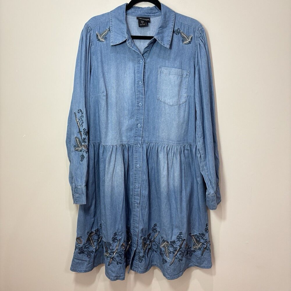 Her Universe LOTR Lord Of The Rings Icons Denim Dress Plus 1X Embroidered Lorien